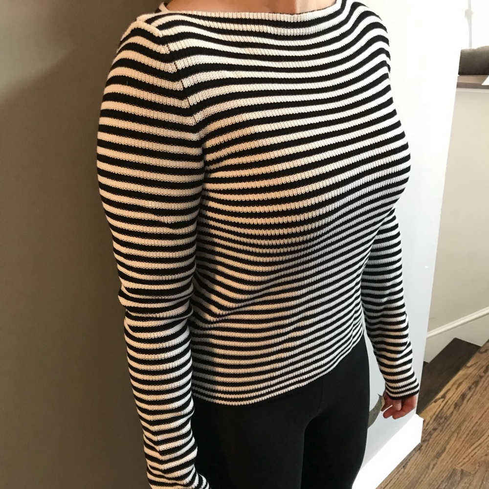 Brand new PRADA black and white stripe sweater